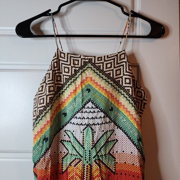 FARM Rio Banana Scarves Yawanawa Maxi Dress Sz G (Lg) Boho Art *See Measures) - Picture 5 of 16